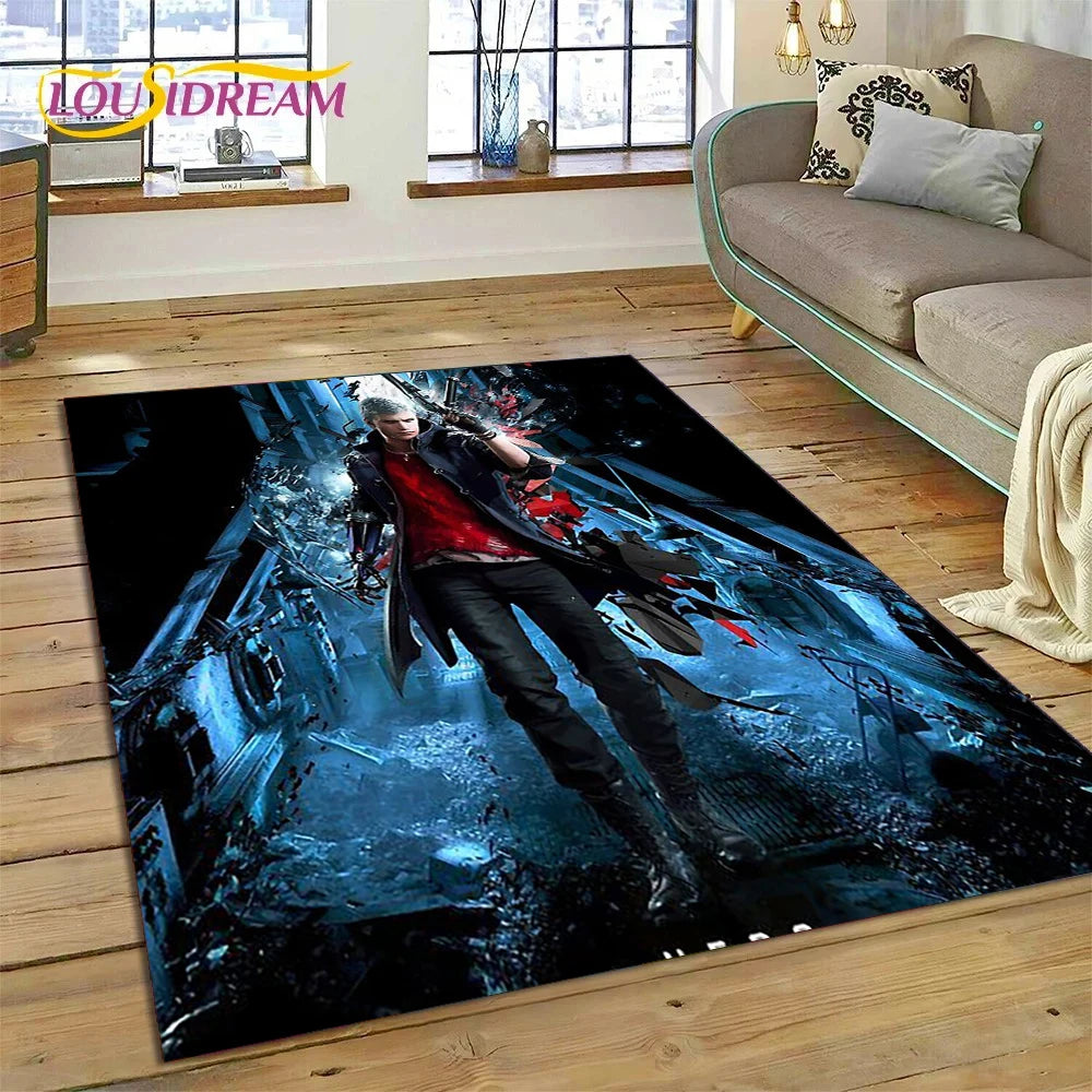 DMC Game 3D D-Devil May Cry cartoon Rug Carpet for Living Room Bedroom Home Decor,Floor Mat Non-slip Decoration for Sofa Doormat