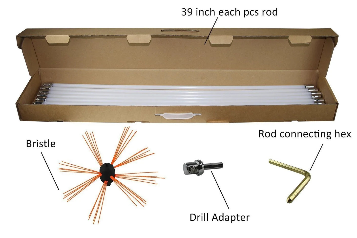 Chimney Cleaner Sweep Kit Nylon Electrical Drill Drive Flexible Rod Rotary Brush Head for Sweeping Away Flue Chimney Soot