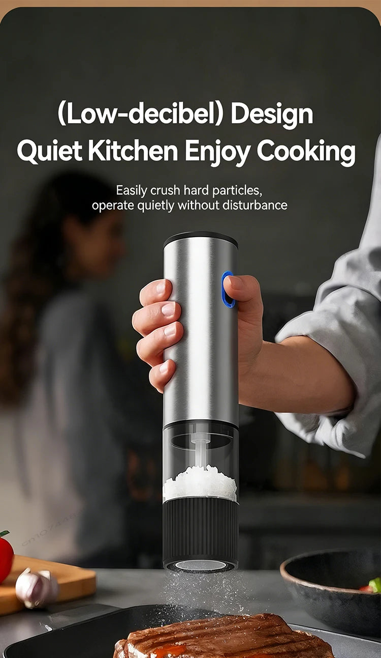 Electric Salt and Pepper Grinder Automatic Rechargeable Pepper Mill Shakers Adjustable Coarseness Kitchen Appliances