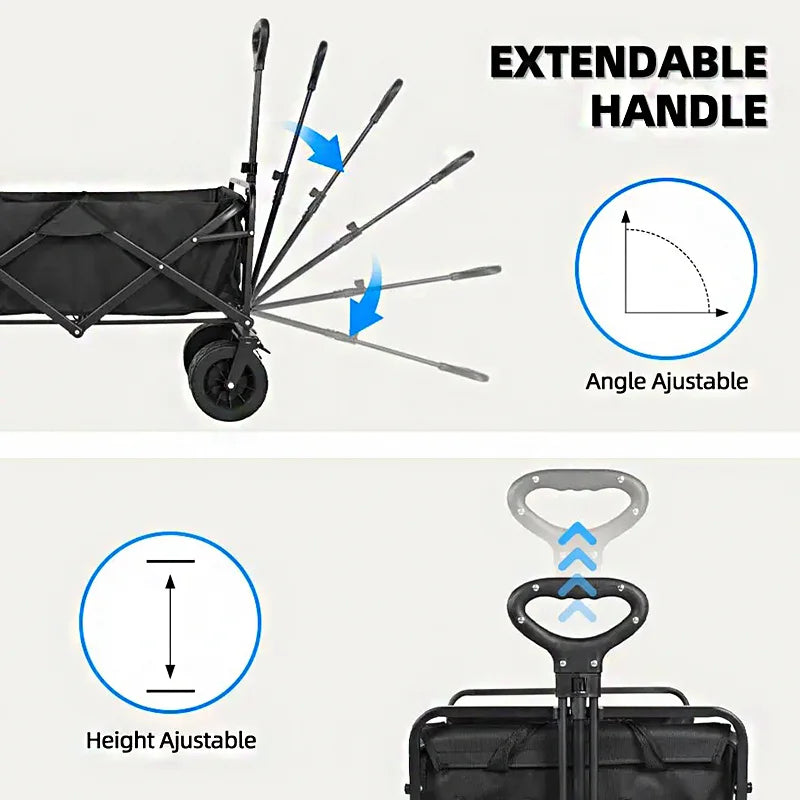 Foldable Garden Trolley Handcart Cart Tool Transport With 4 Wheels For Camping Beach Garden Shopping Outputs Load 80-150 kg Size