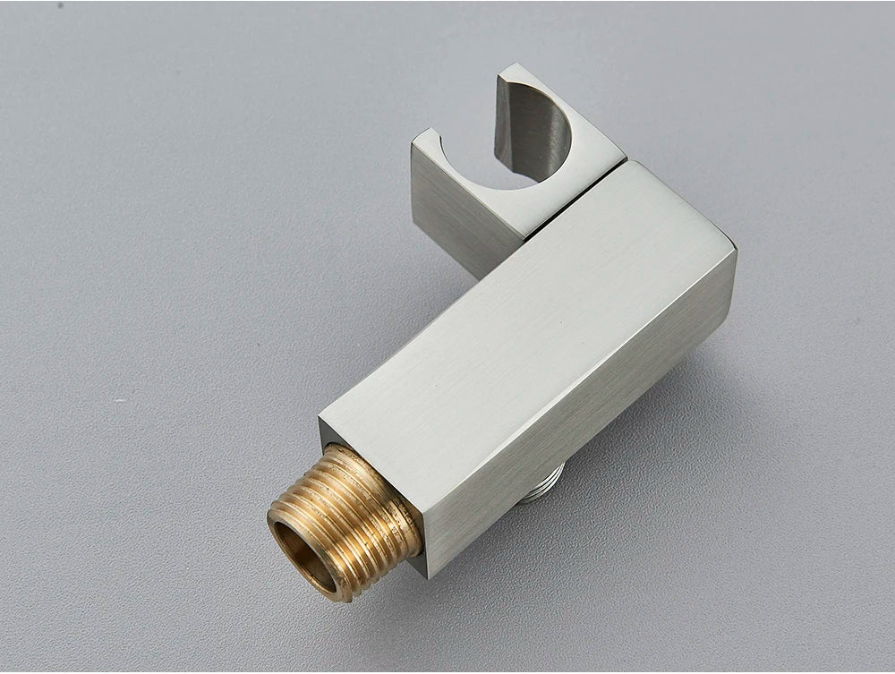 Poiqihy Chrome Shower Head Holder Handheld Shower Spray Bracket Wall Mounted Bidet Sprayer Holder Concealed Faucet Accessory