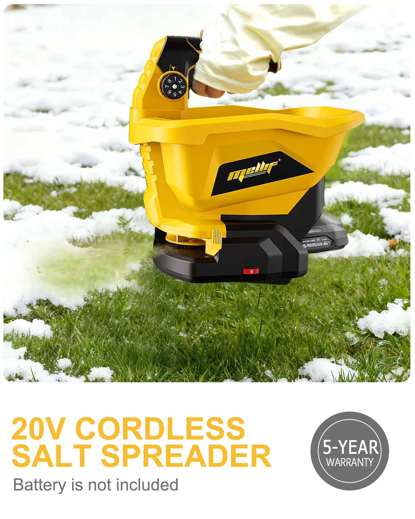 Cordless Handheld Spreader  Dewalt 18V/20V Compatible Battery powered electric spreader (battery not included). Perfect for grass seed, fertilizer, ice melt, or lawn care. Lightweight, cordless, easy one-hand operation.