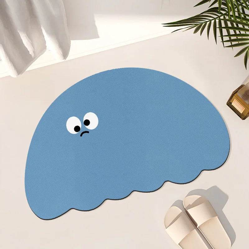 Cartoon funny expression irregular bathroom non-slip mat toilet door absorbent floor mat household diatom mud floor mat