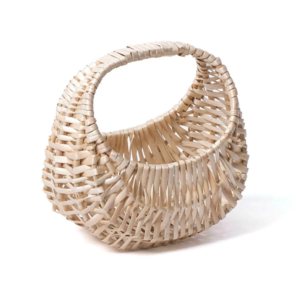 Willow Woven Hand-held Flower Basket DIY Flower Basket Picnic Rattan Basket Storage Basket Photography Props Holiday Gift Basket