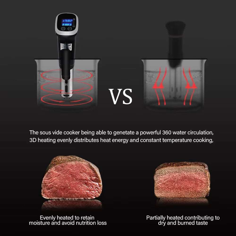 BioloMix 2.55 Generation IPX7 Waterproof Sous Vide Cooker with LED Digital Display for Precise Temperature Control