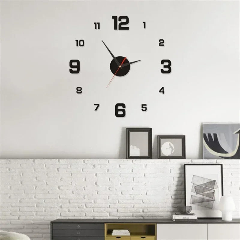 2024 Modern Design Wall Clock 3D DIY Quartz Clocks Fashion Watches Acrylic Mirror Stickers Living Room Home Decor Horloge