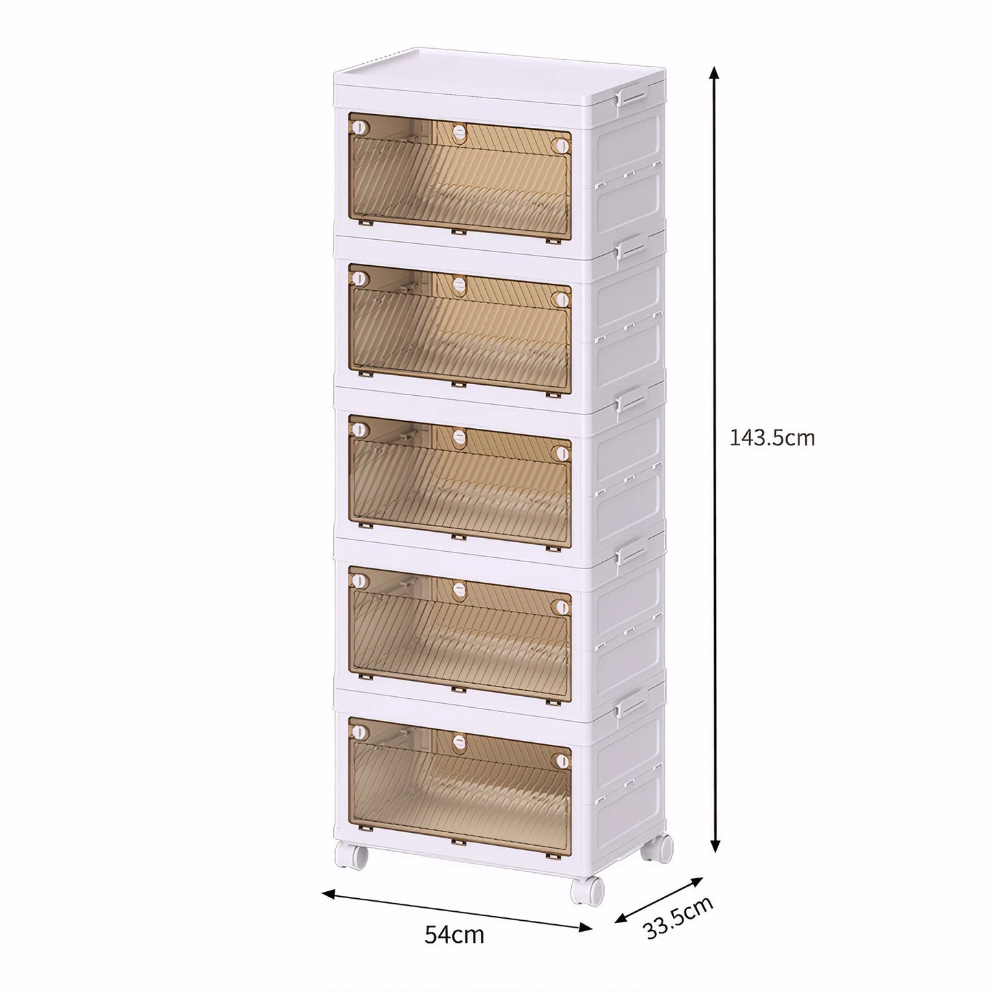1/2/3/4/5 Layer Folding Storage Cabinet Storages Cabinet Waterproof Dustproof With Swivel Wheel Kitchen Bedroom Living Room