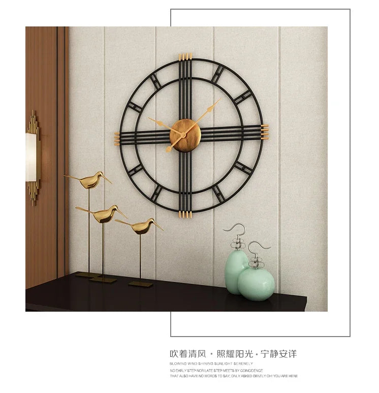 80cm Simple wall clock European style wrought iron  living room clocks creative fashion mute home modern decorative clock