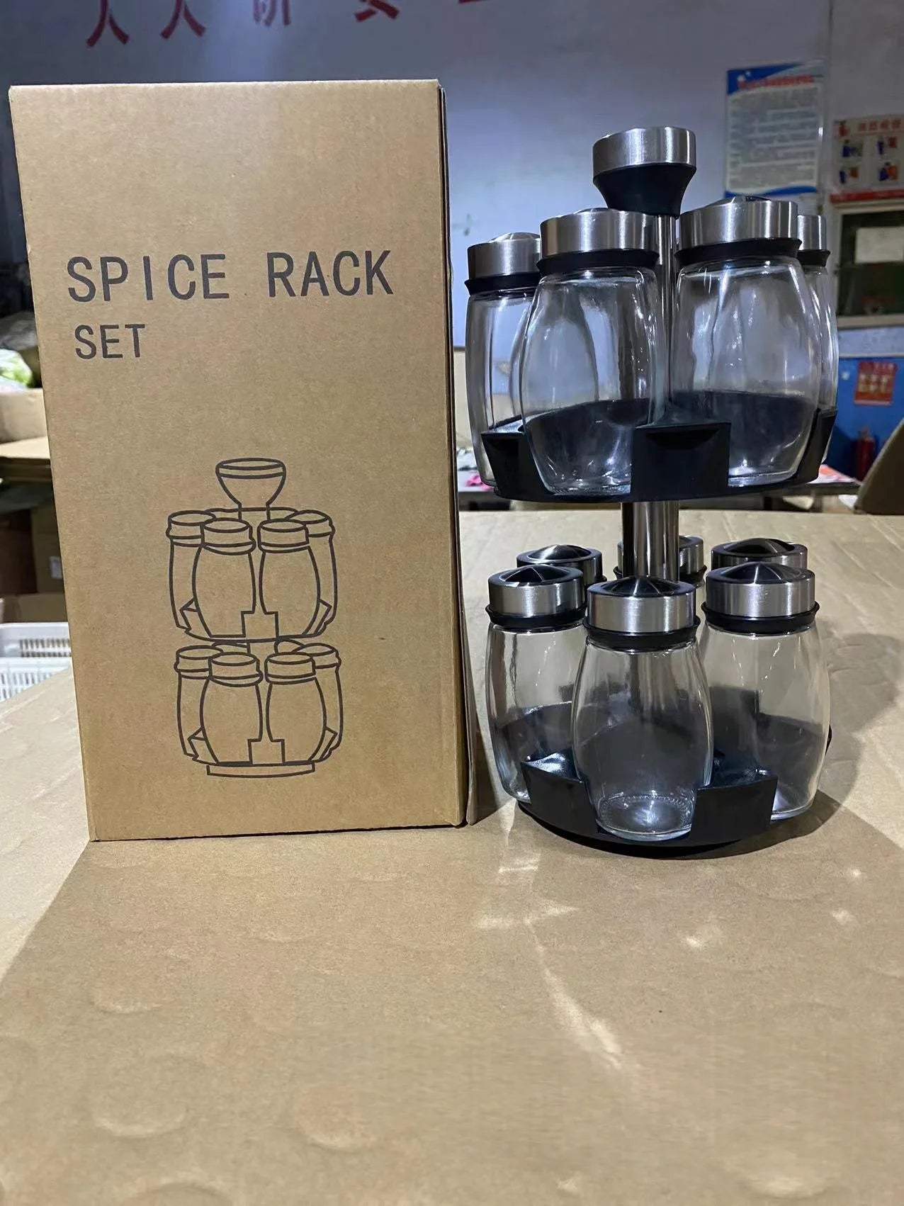 6/12PCSSeasoning jar, kitchen glass seasoning storage, 360 degree rotatable seasoning bottle jar.