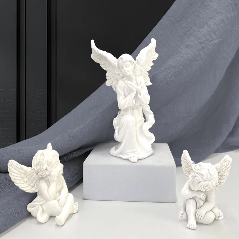 Resin Angel Statues Europe Christmas Manger Scene Girl Figurines Home Interior Desktop Decor Accessories Object Collection Bless