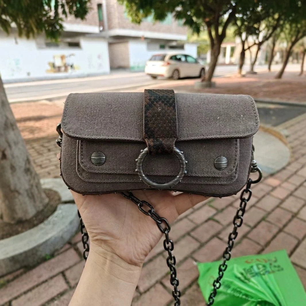 Multi-Color French Design Mini Waist Bag Classic Rivet Style Chic round design with a simple, versatile look. Compact and stylish, perfect for everyday wear.