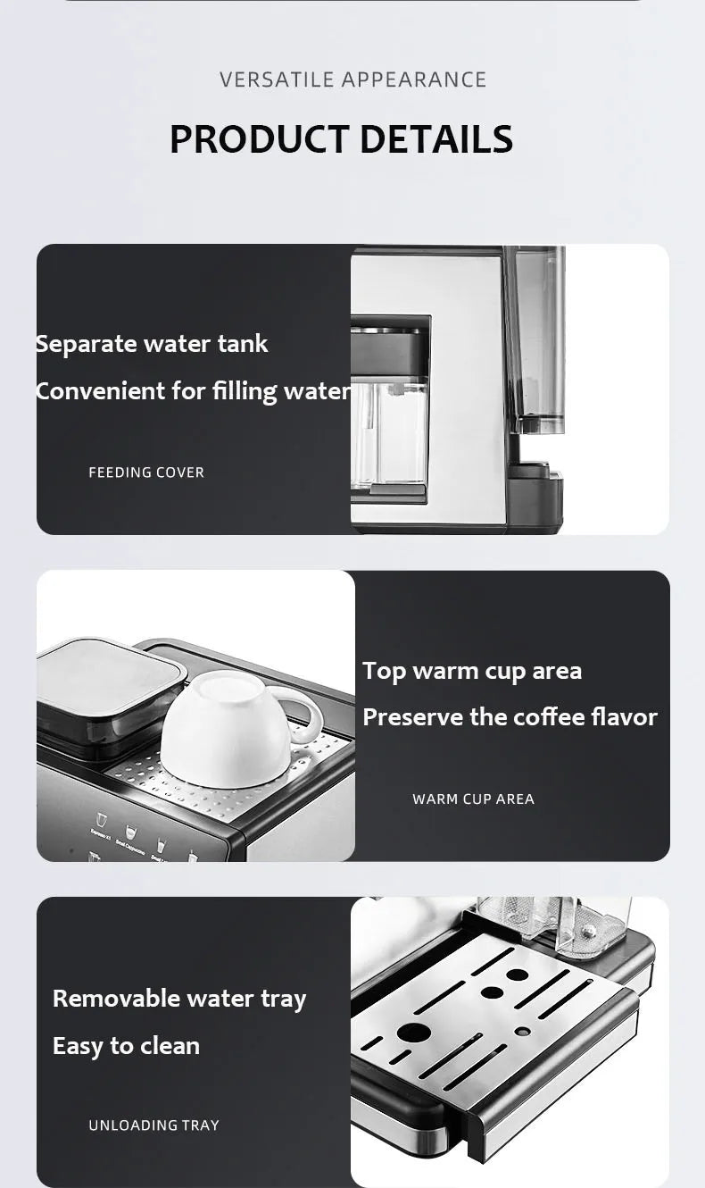 220V Semi-automatic Italian Coffee Machine With Grinding Function Espresso Coffee Maker Home Use Commercial Coffee Machine