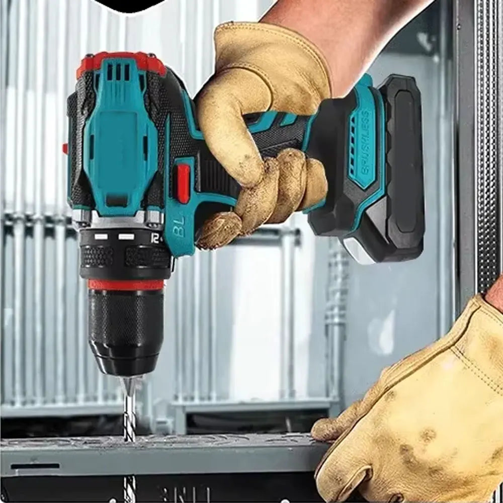10mm Brushless Electric Impact Drill Driver 2-Speed Cordless Power Tool for Home DIY Construction 18V Battery Not Included
