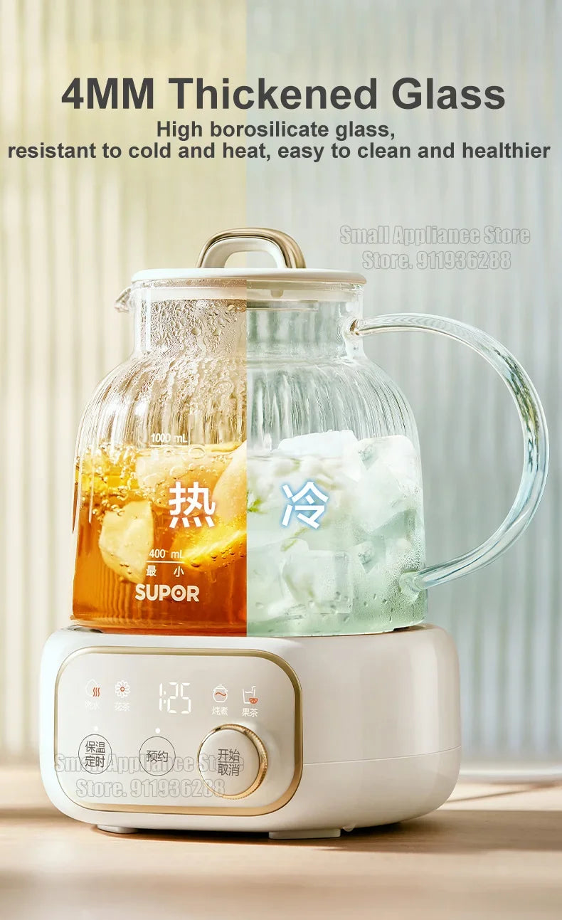 SUPOR 1L Health Pot Glass Electric Kettle 316L Stainless Steel Water Boliler 12H insulation Multifunction Household Teapot 220v