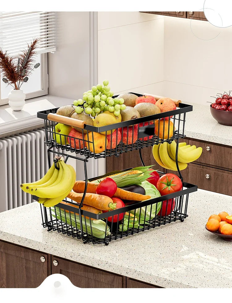 Kitchen Organizer Shelf Double Layer Seasoning Vegetables Fruits Holder Assembly Bathroom Cosmetic Removable Stand Storage Shelf