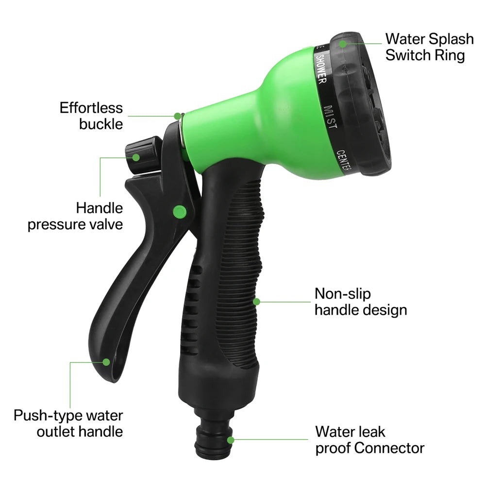 Expandable Garden Hose 25ft–150ft with Nozzle Lightweight, no-kink, durable flexible hose expands when filled, shrinks for easy storage.
Perfect for car washing, garden watering, patio cleaning.