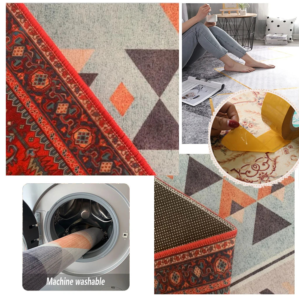 Moroccan Ethnic Style Living Room Rugs Luxury Cloakroom Antiskid Big Size Carpet Room Decoration Home Entrance Floor Soft Mats
