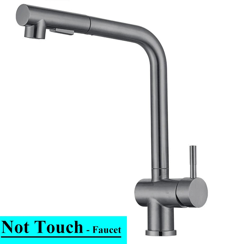 White Touch Kitchen Sink Faucets Hot Cold Pull Out Kitchen Sink Mixer Tap 304 Stainless Steel Sensor Touch on Kitchen Faucet