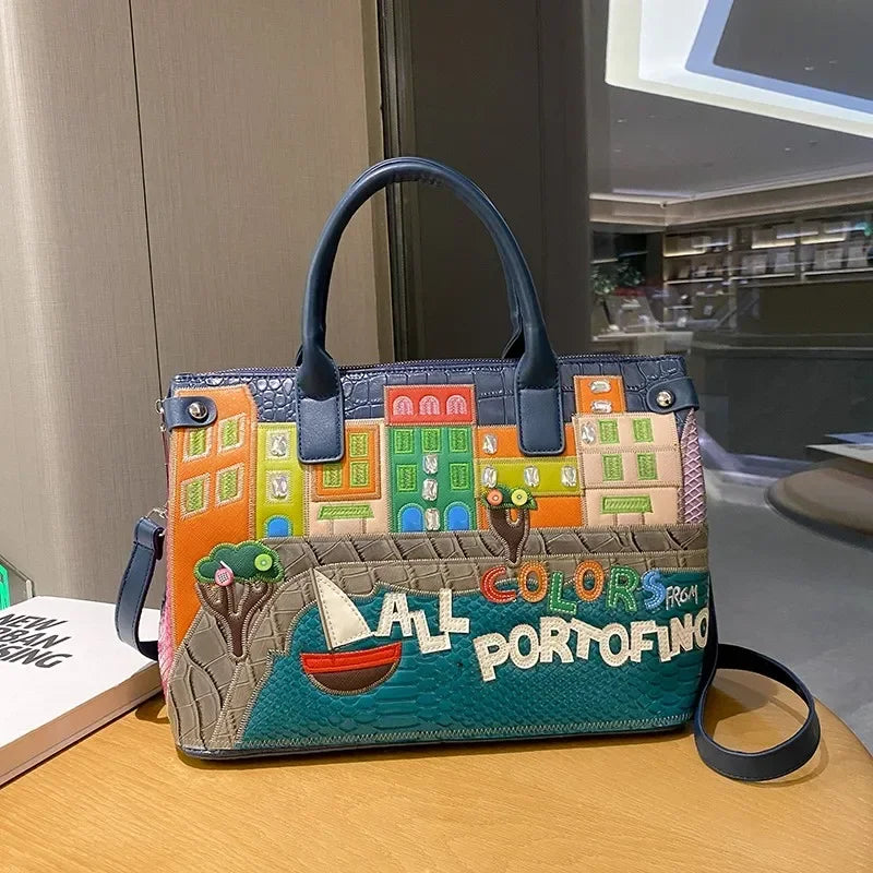 High-Quality Women’s Shoulder Bag Fashion.Features creative 3D embroidery design with a youthful, stylish look. Versatile crossbody bag perfect for everyday wear.