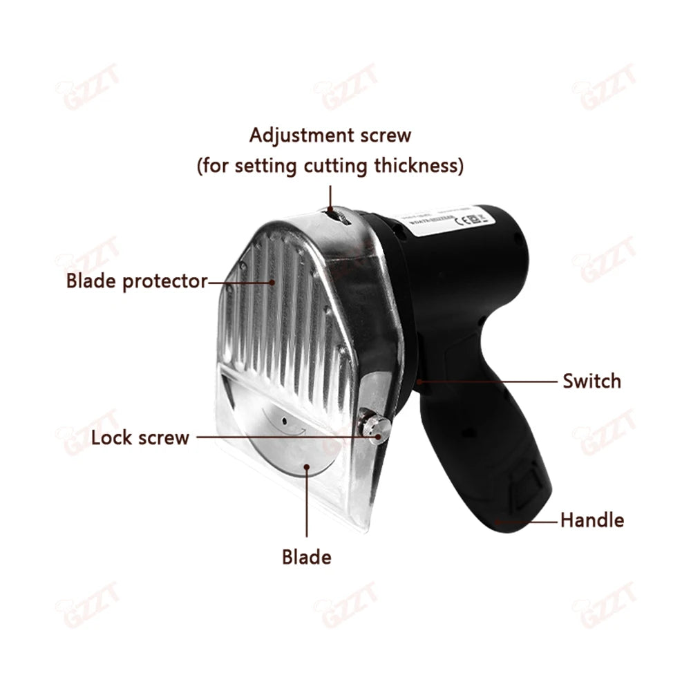 GZZT Cordless Meat Slicer Battery-Charged Handheld Roast Meat Cutter | Shawarma and Doner Slicing Knife Efficient Cutting Tool