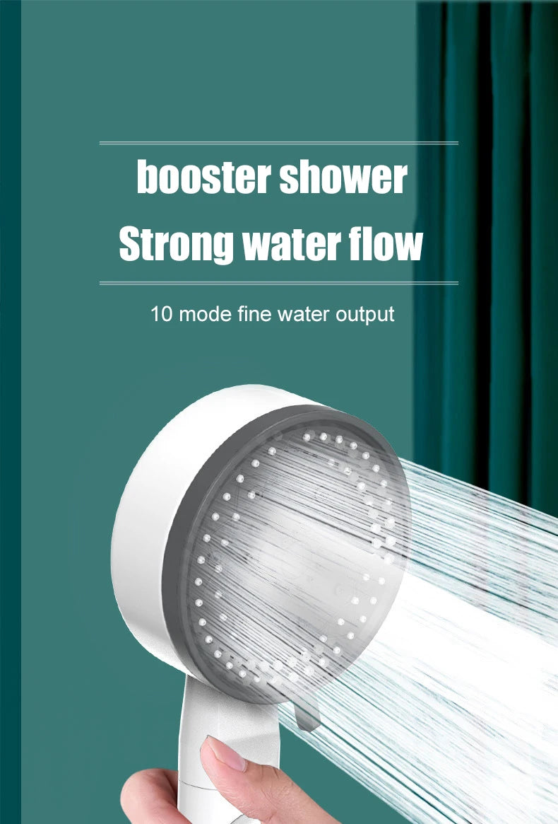 10 Spray High-Pressure Water Saving Filtered Shower Head Handheld Showerhead Fall Resistance Black White Bathroom Shower Nozzle