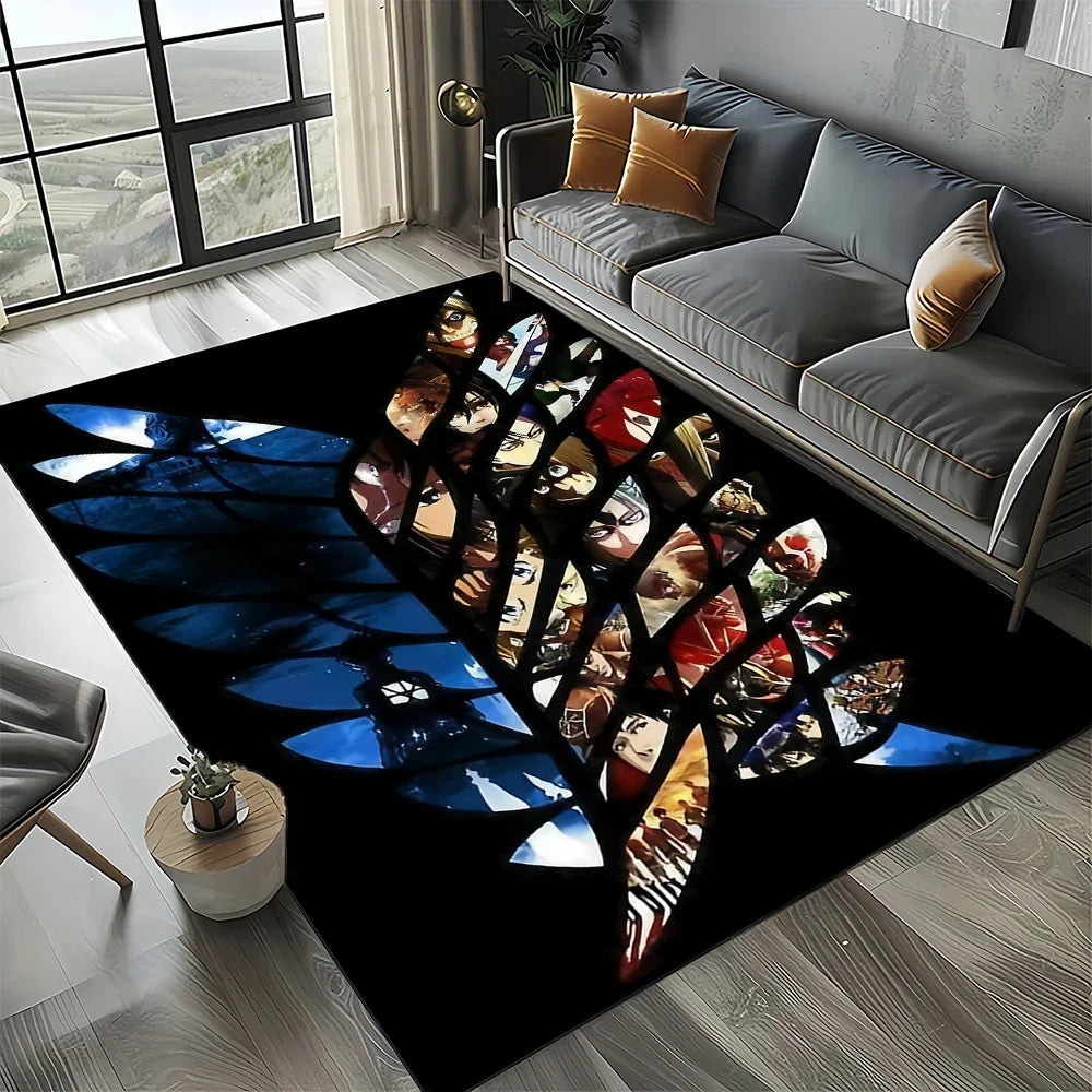 2025 Attack on Titan Eren Anime Cartoon Carpet Rug for Bedroom Living Room Home Sofa Decoration,kids Play Decor Floor Mat Gift