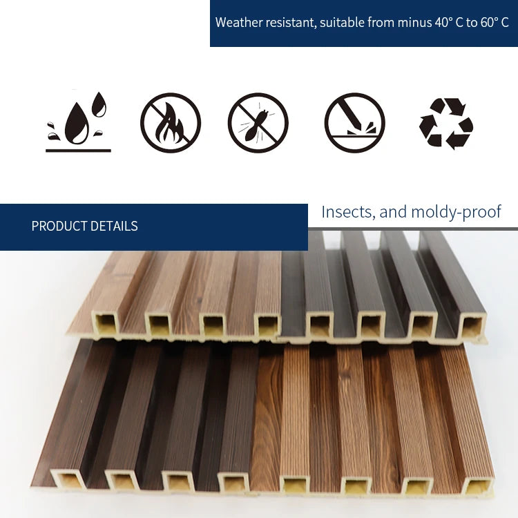 Outdoor WPC Wall Panel 24x48 Inch UV Resistant & IP68 Waterproof, Fireproof Exterior Cladding for Facade/Balcony, Snap Lock Syst