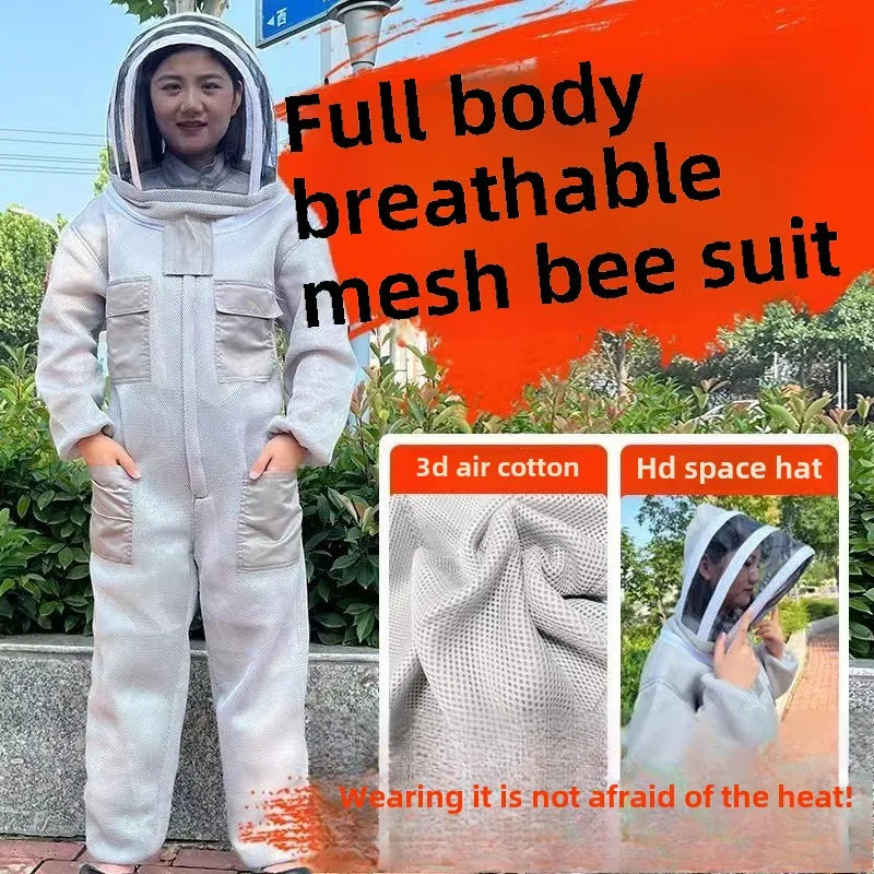 Beekeeping anti-bee clothing protective clothing, new thickened air whole body conjoined bee equipment, 3D breathable anti-bee c
