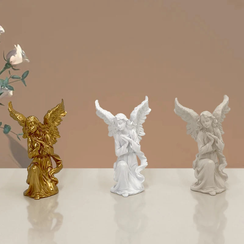 Resin Angel Statues Europe Christmas Manger Scene Girl Figurines Home Interior Desktop Decor Accessories Object Collection Bless