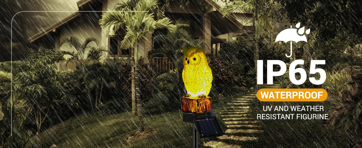 Owl solar decorative garden post lighting, waterproof outdoor figurine lights decorate statue aisles, courtyards, lawns