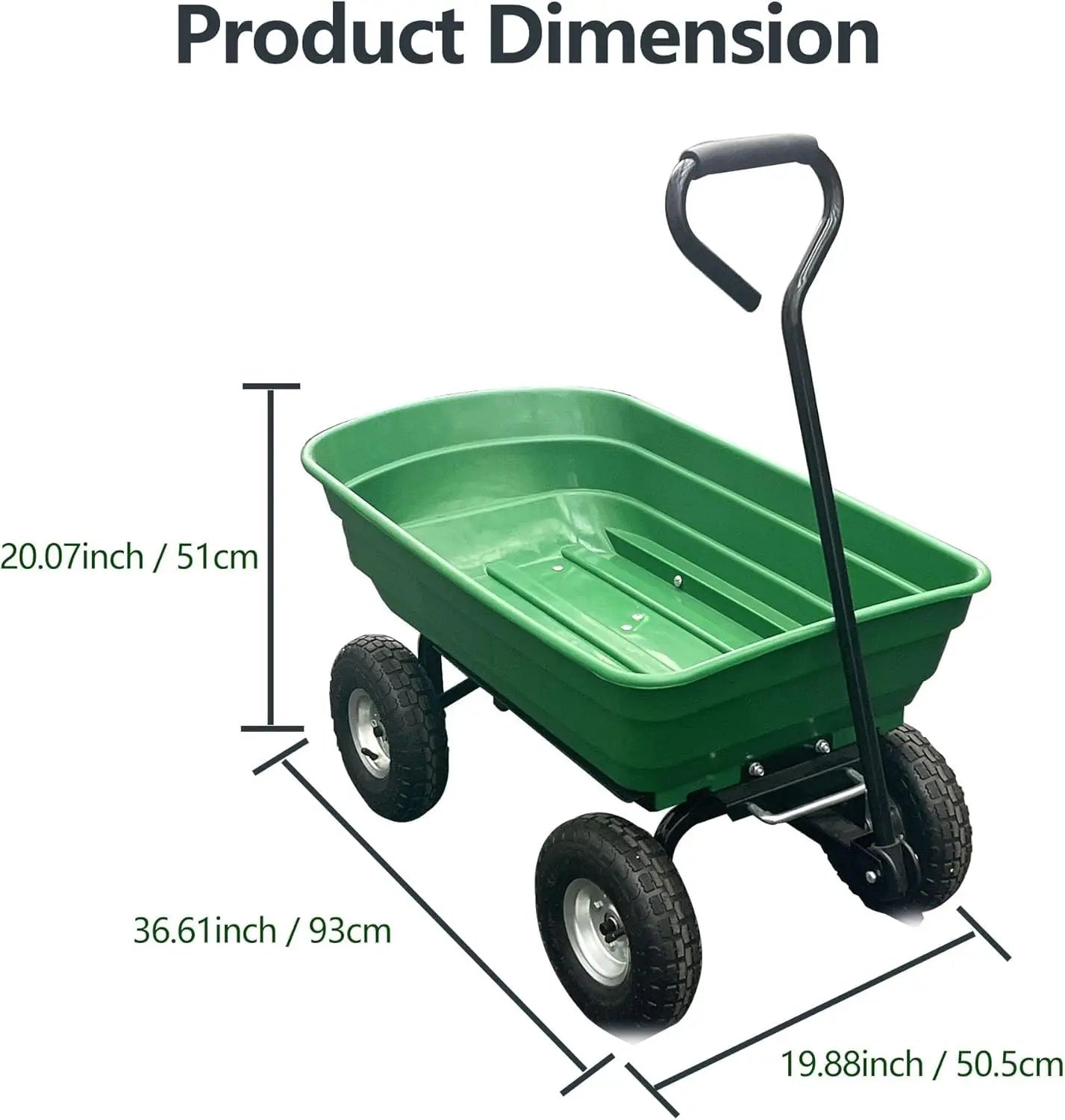 Dual-Wheel Heavy-Duty Dump Cart
1200 lb capacity poly yard wagon towable utility cart with built-in stand. Perfect for landscaping, gardening, hauling mulch, soil, firewood, or tools. Durable, easy-dump design.