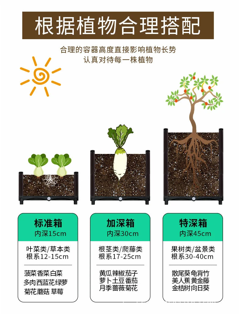 Vegetable Growing Box: Outdoor/Courtyard/Rooftop/Balcony Large Thickened Plastic Planter Trough