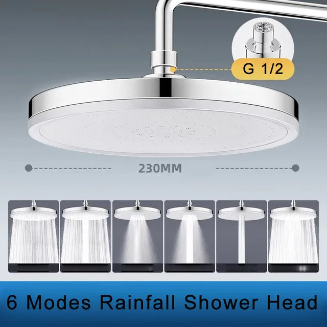 New 6 Modes Rainfall Shower Head Bathroom High Pressure Top Rain Shower Heads Shower Faucet Accessories Gun Grey/Black/Silver