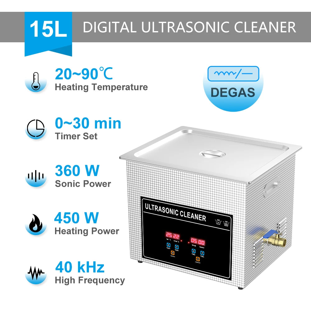 2L 3L 4L 6L 10L 15L 22L 30L Digital Ultrasonic Bath 600W Heater Timer Degas Clean Basket Ultrasound Cleaner Cleaning Tool
