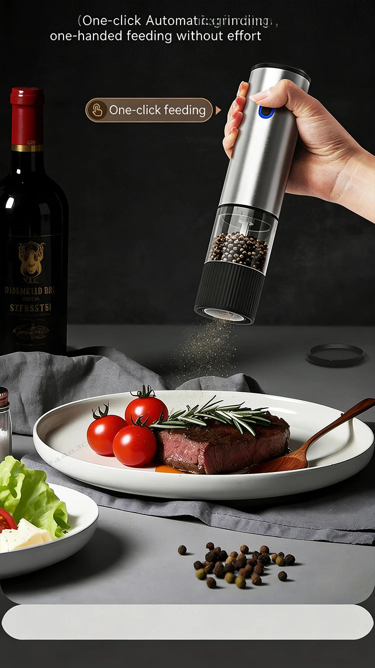 Electric Salt and Pepper Grinder Automatic Rechargeable Pepper Mill Shakers Adjustable Coarseness Kitchen Appliances