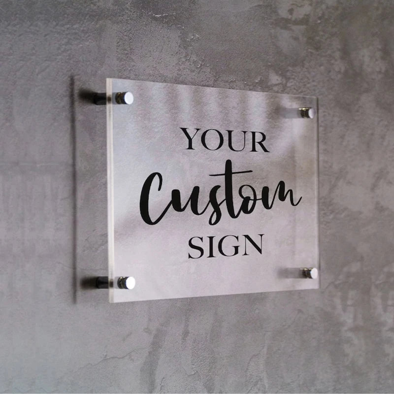 Custom Acrylic Business Sign UV Printed Logo Perspex Plate Beauty Salon Nails Studio Wall Aesthetic Decor Office Signage Plaque