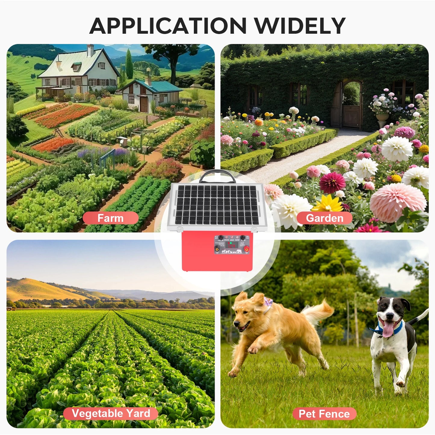 32KM/20 Miles Solar Electric Fence Charger for Livestock Prevent Predator Invasion Poultry with battery Electric Fence Energizer
