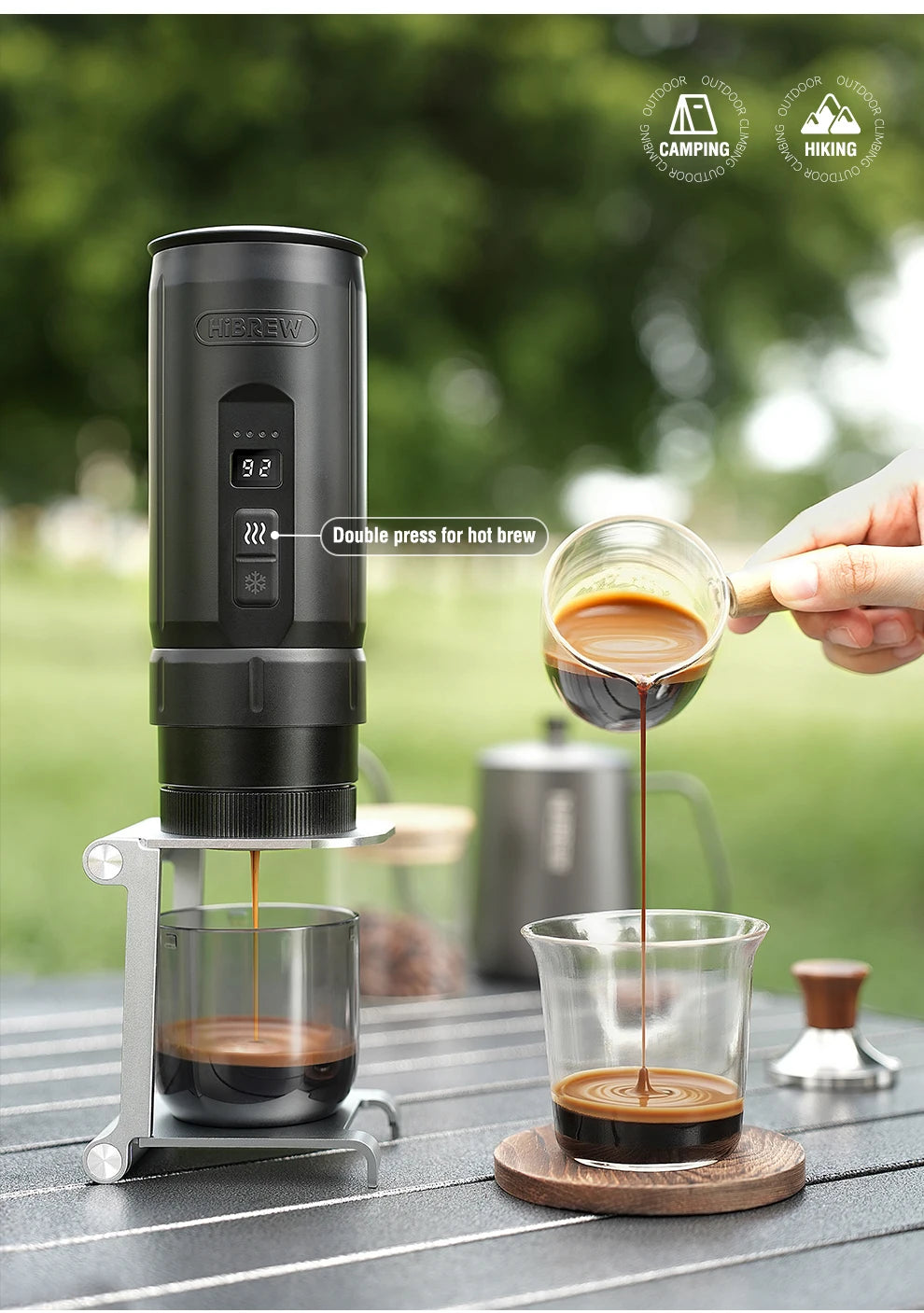 HiBREW H4C Portable Espresso Coffee Machine Wireless Heating Removable Battery Barista Ground Coffee Bottomless Extraction