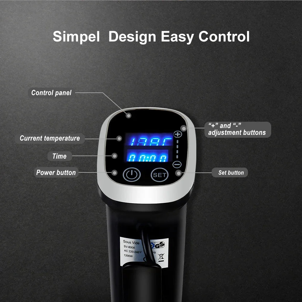 BioloMix 2.55 Generation IPX7 Waterproof Sous Vide Cooker with LED Digital Display for Precise Temperature Control