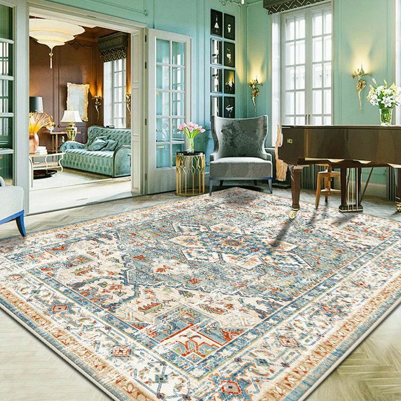 Persian Style Easy Cleaning Carpet for Living Room Retro Room Decoration Aesthetic Non-slip Lounge Rug European Tatami Mat