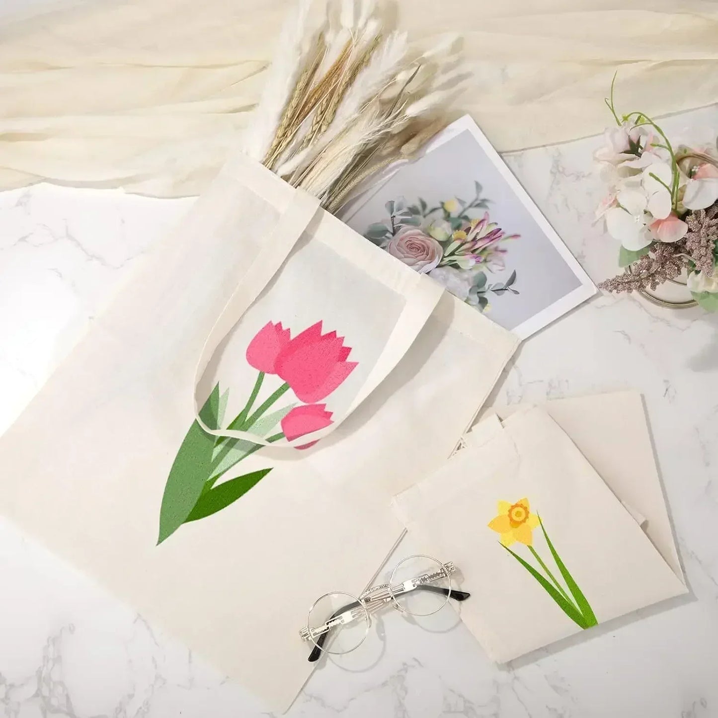 3/6 Pcs Blank Tote Bags 30x40cm for DIY Crafts, Painting, Shopping, and Grocery Use
