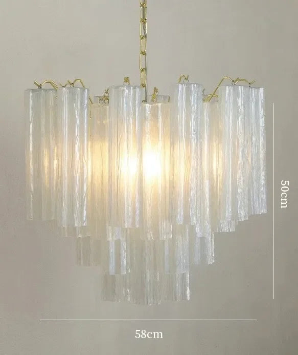 Art Deco Stained Glass Tube Chandelier – Luxury Ceiling Pendant Light Elegant lighting fixture perfect for kitchen islands, dining rooms, or any upscale interior space. Adds a touch of sophistication and style.