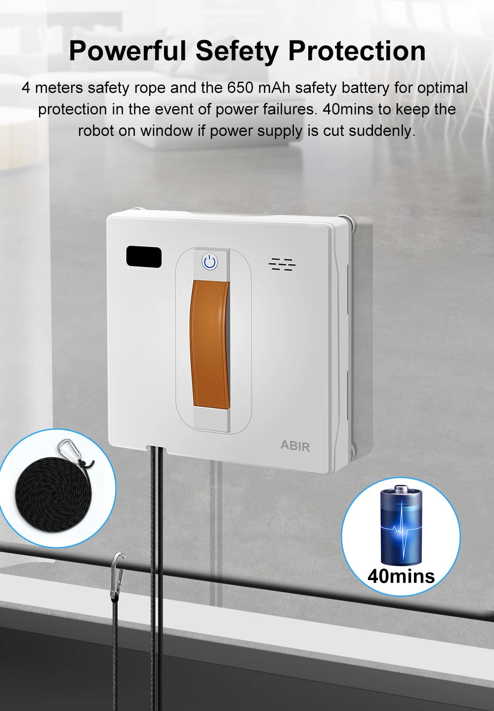 Window Vacuum Robot Cleaner ABIR WD8, Dual Ultrasonic Spray, AI intelligent Wipping, Updated Laser,Smart Home Glass Wall Washing