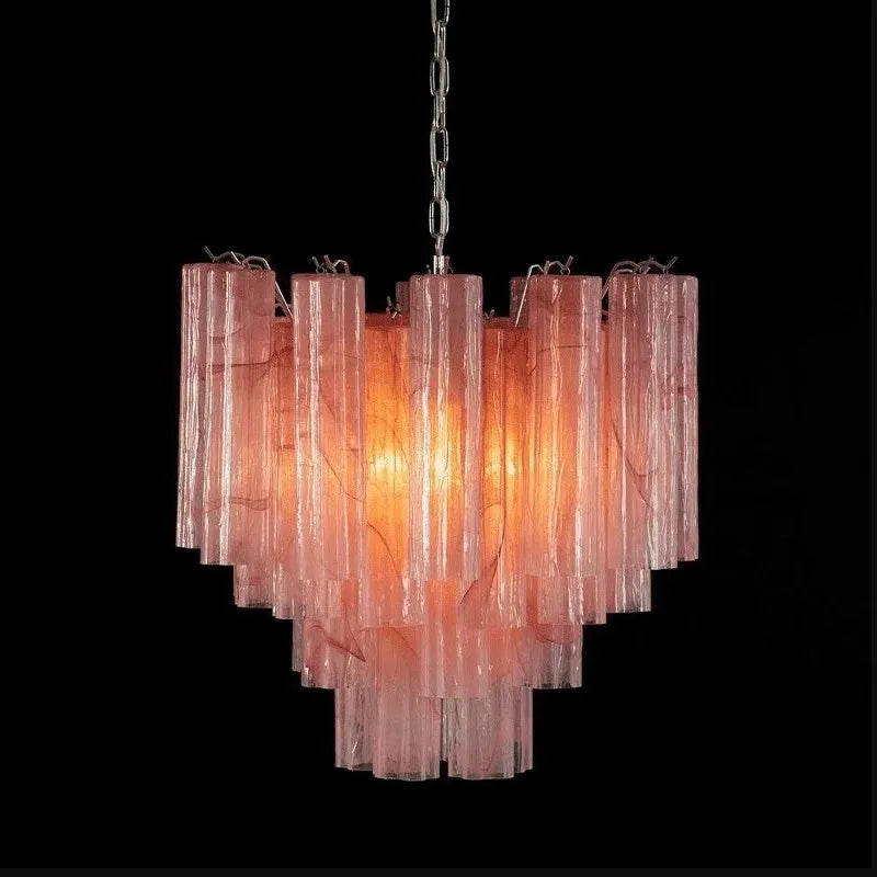 Art Deco Stained Glass Tube Chandelier – Luxury Ceiling Pendant Light Elegant lighting fixture perfect for kitchen islands, dining rooms, or any upscale interior space. Adds a touch of sophistication and style.