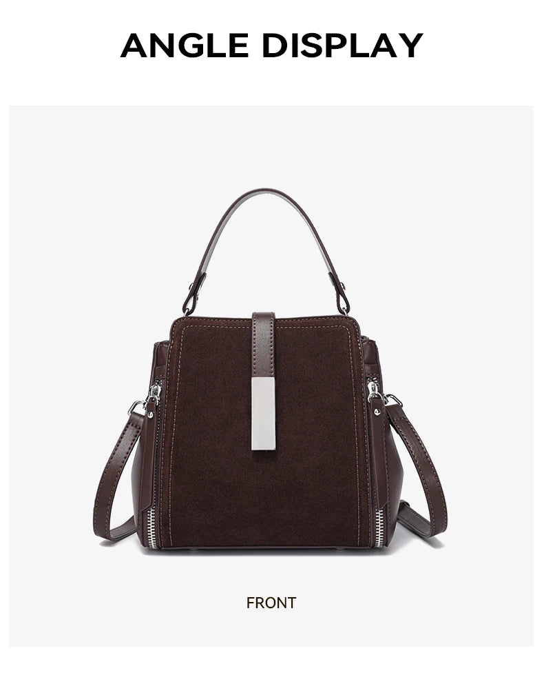 Winter Vintage Suede Leather Women’s Bag – Luxury Cowhide Design Elegant shoulder and crossbody handbag with a timeless vintage look. Soft, durable, and perfect for stylish winter wear.