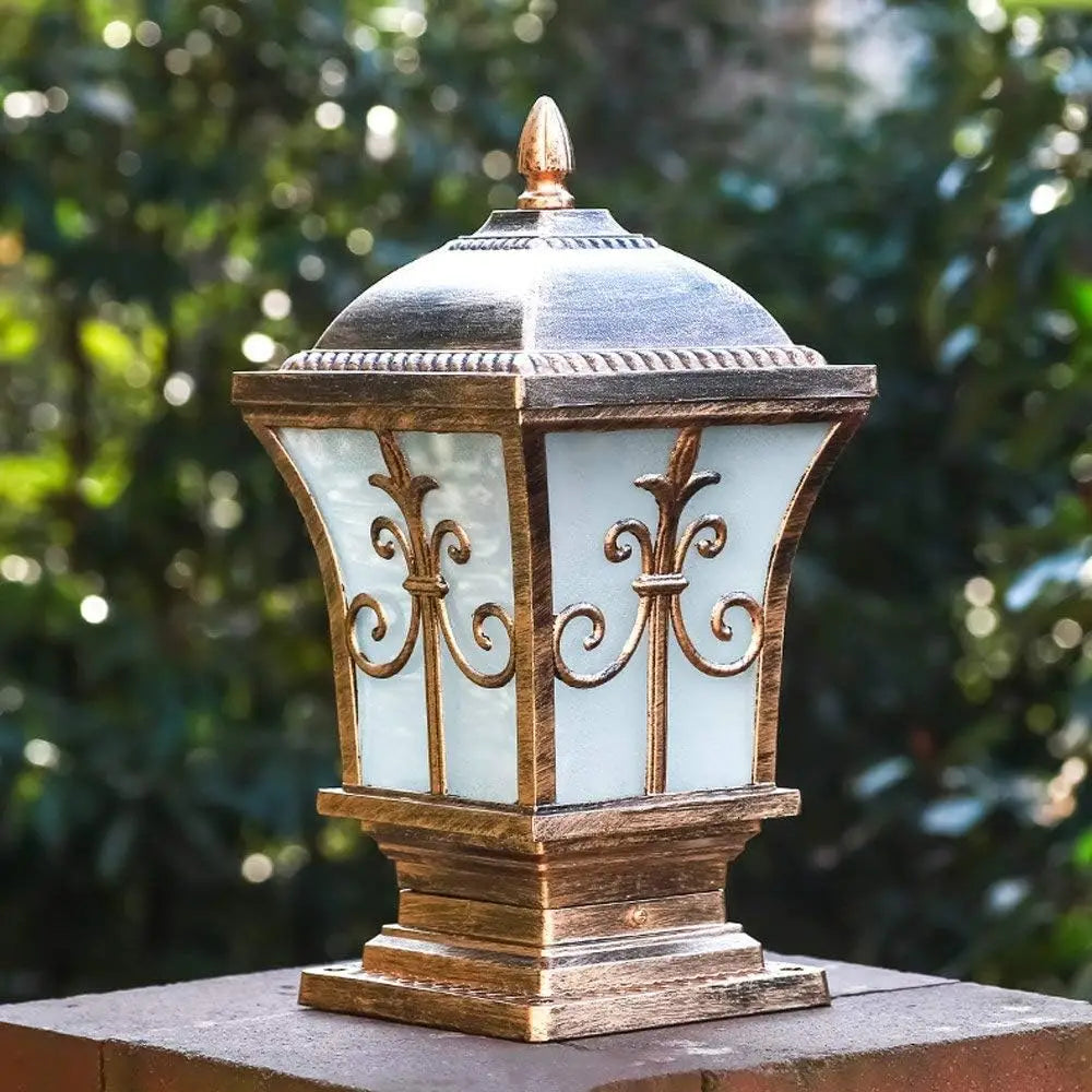 LED Solar Pillar Light Remote Control Retro Lantern Waterproof Outdoor Porch Column Lamp Night Light Garden Fence Decoration
