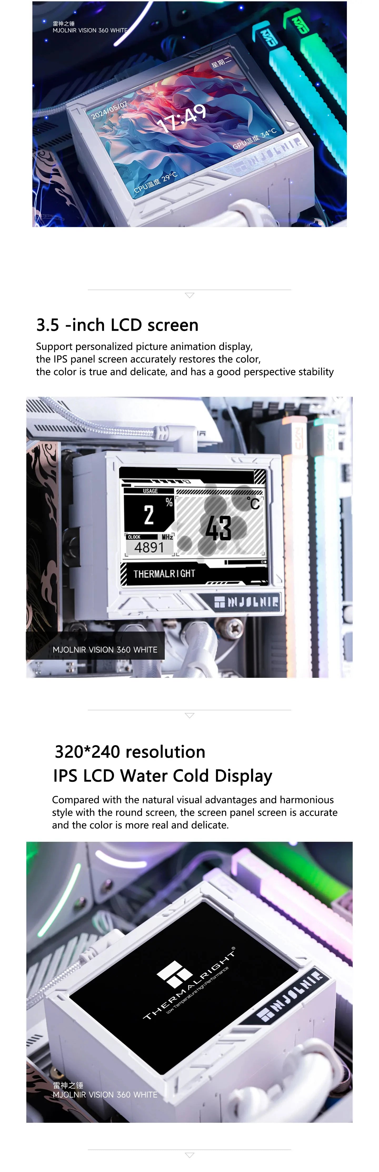 Thermalright MJOLNIR VISION 360  ARGB water-cooled 3.5-inch IPS LCD screen, 14th generation LGA1851/AM5 heat sink