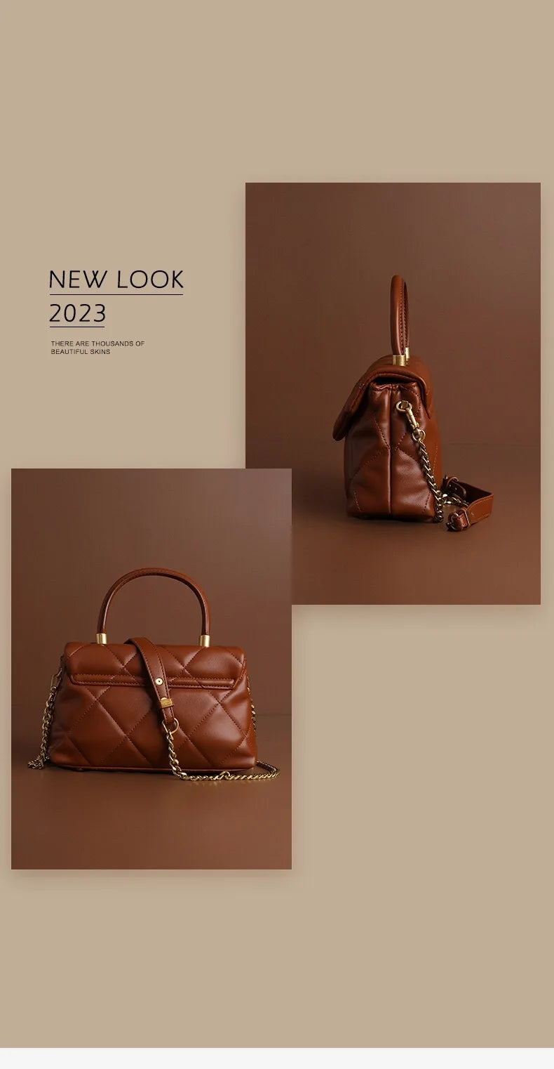 High-End Diamond Grid Handbag Fashion Chain Design Elegant and versatile shoulder/crossbody bag with a stylish quilted look. Perfect for everyday wear or special occasions.
