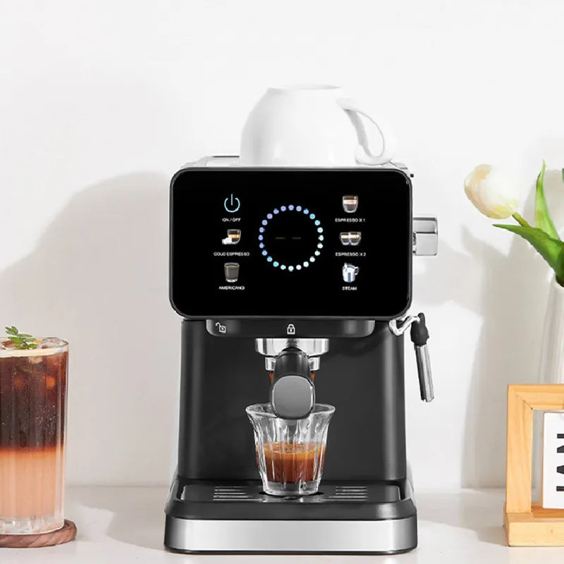 20Bar Espresso Machine – Dual Brew Hot & Cold Features smart touchscreen, milk frother, fast heating, and energy-saving design. Ideal for home baristas to craft café-quality drinks.
