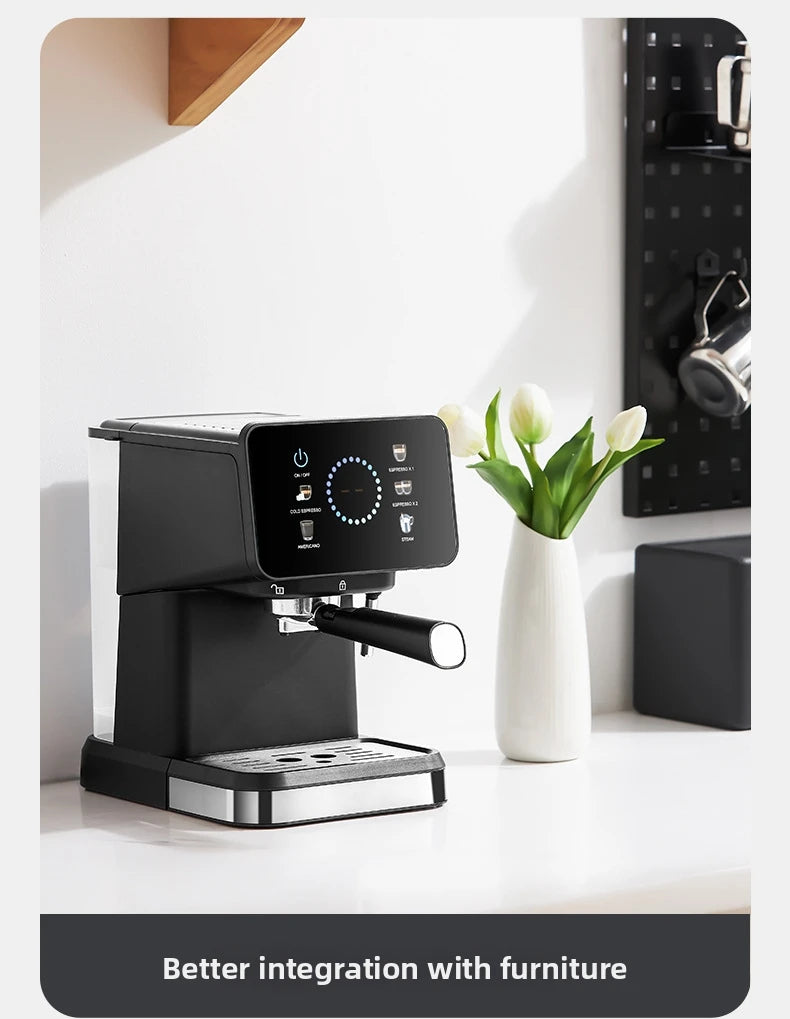 20Bar Espresso Machine – Dual Brew Hot & Cold Features smart touchscreen, milk frother, fast heating, and energy-saving design. Ideal for home baristas to craft café-quality drinks.